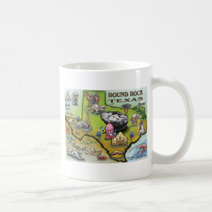 Round Rock Texas Cartoon Map Coffee Mug