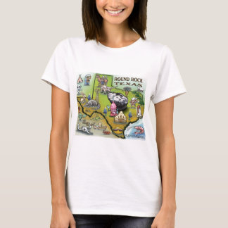 Round Rock Texas Cartoon Map T-Shirt