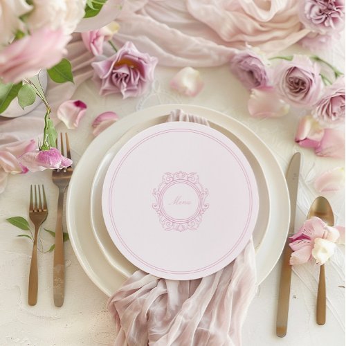 Round Romantic Elegant Vintage Pink Wedding Menu