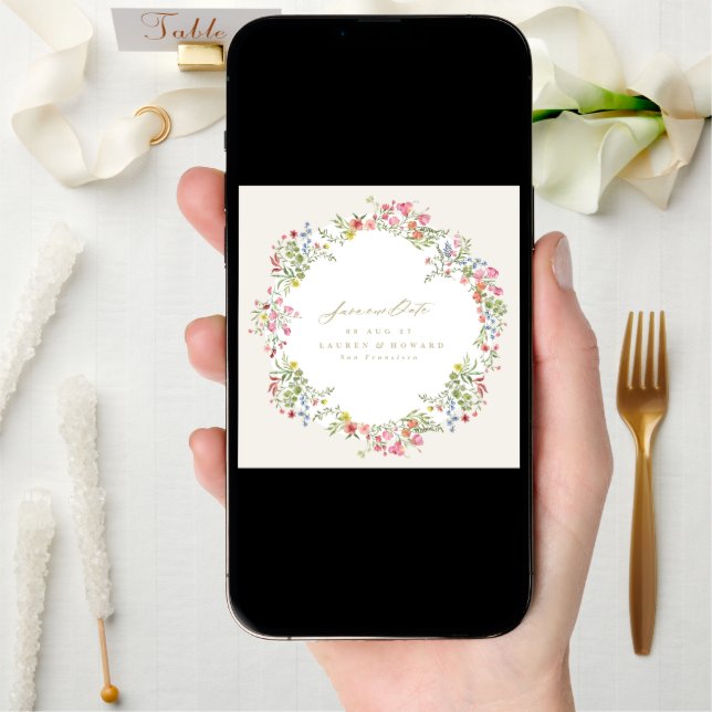 round romantic no photo floral arch spring wedding save the date (Front Digital)