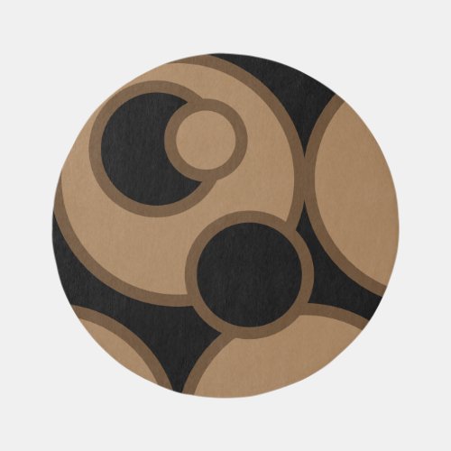  Round Rug with  black tan and brown