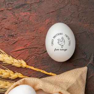 Round Rustic Custom Farm Name   Information Egg  Rubber Stamp