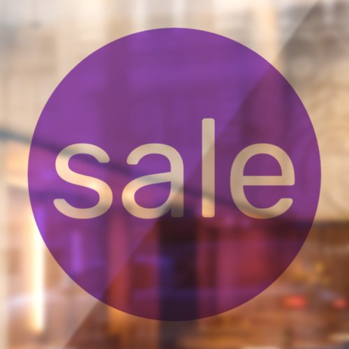 Round sale sign transparent purple window cling