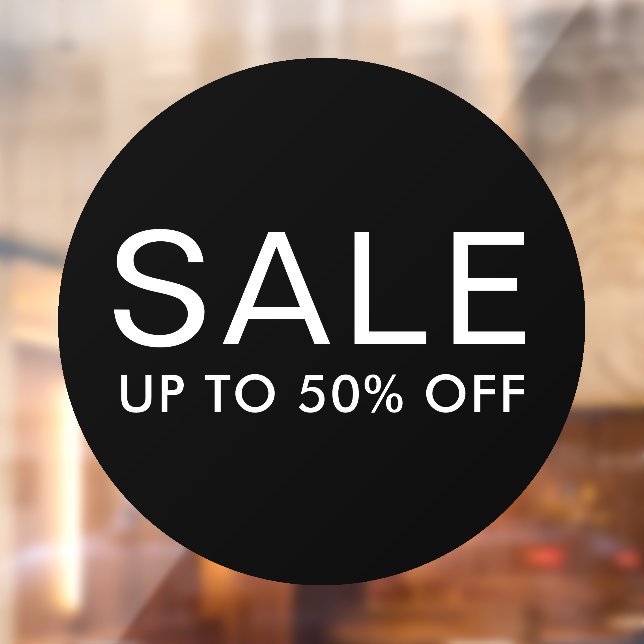 Round sale sign with custom text or up to 50% off (Sheet 2)