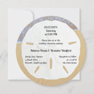 Round Sand Dollar Beach Wedding Invitations