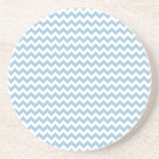 Round Sandstone Coaster, Blue and White Chevrons Drink Coaster