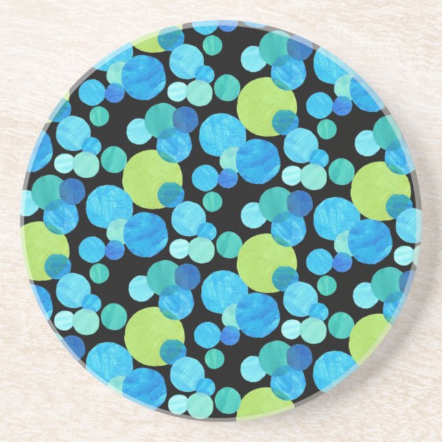 Round Sandstone Coaster, Blue Moons Pattern Drink Coaster (Front)
