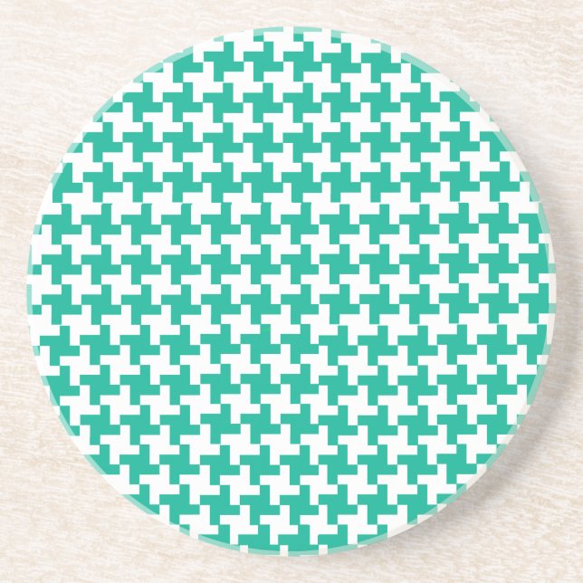 Round Sandstone Coaster, Emerald Green Dogtooth Coaster (Front)