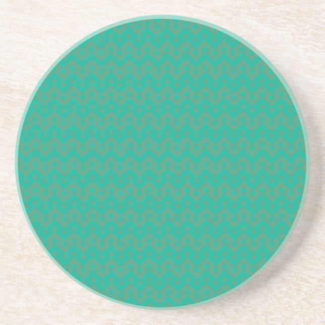 Round, Sandstone Coaster, Emerald Green Geometric Sandstone Coaster (Front)