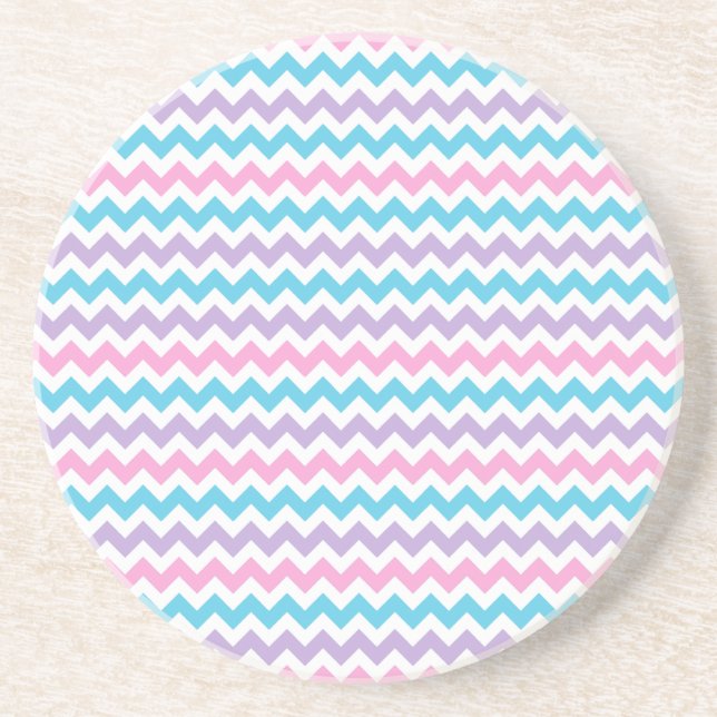 Round Sandstone Coaster, Multicolor Chevrons Coaster (Front)