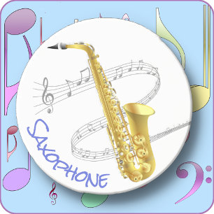 ROUND Sandstone COASTER - Saxophone