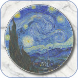 ROUND Sandstone COASTER - "Starry Night" -van Gogh<br><div class="desc">An image of "Starry Night" (1898) by Vincent van Gogh is featured on this round Sandstone Coaster. ►The image cannot be removed or replaced. ►Customize/personalize by adding custom text in your choice of font (style, color, size), or an additional image or a logo. Makes a colorful and interesting gift. ►Design...</div>