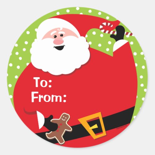 Round Santa Custom Gift Tags