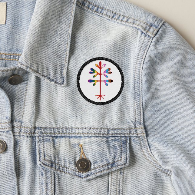 Round Sapling Patch - Pride on White (On Jacket)