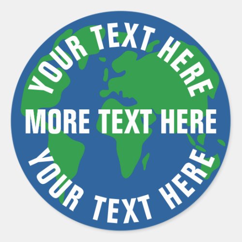 Round save planet earth stickers with custom text