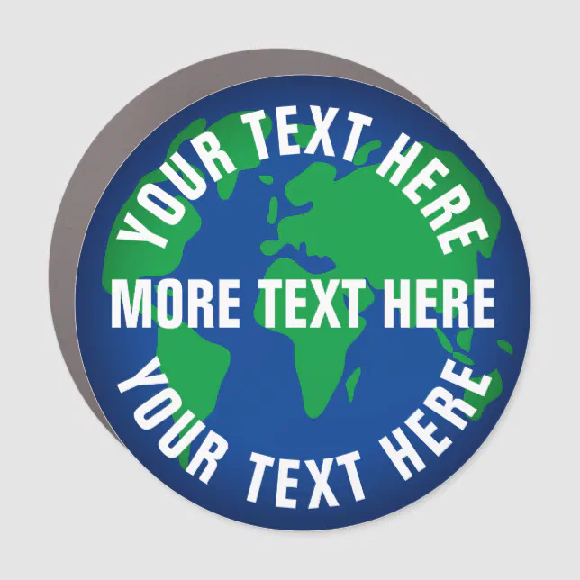 Round save the planet earth world map Car Magnet | Zazzle