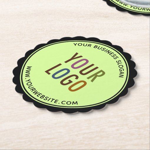 Round Scalloped Edge Paper Coasters Company Logo Zazzle