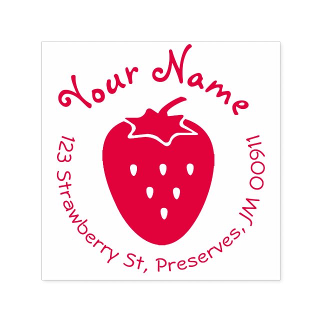 Round Self Inking Strawberry Address Stamp Custom (Design)