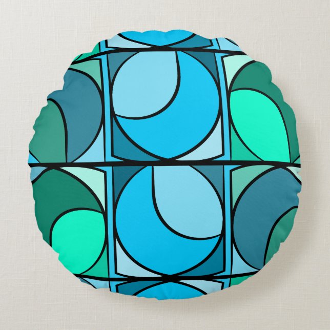 Round seventies blue cushions (Front)