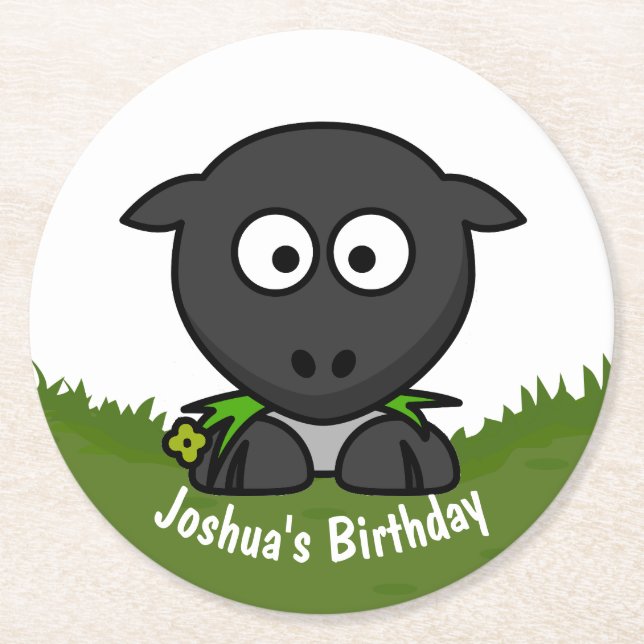 Round Sheep Round Paper Coaster (Front)