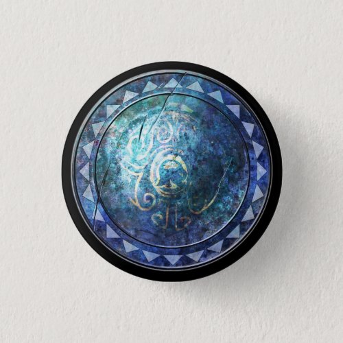 Round Shield Button _ Blue Sun Emblem