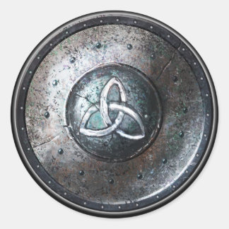 Round Shield Sticker - Celtic Triquetra Emblem