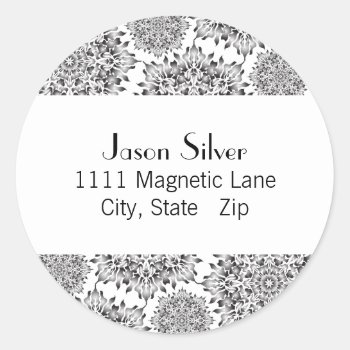 Round Silver Flame Address Labels by StriveDesigns at Zazzle