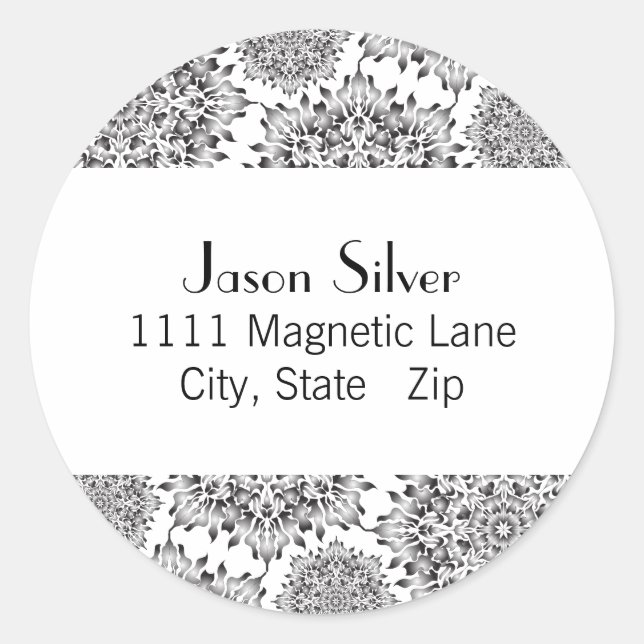 Round Silver Flame Address Labels (Front)