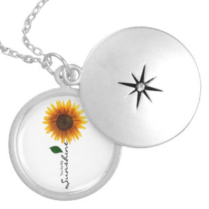 Round Silver Locket Necklace - You Are My Sunshine