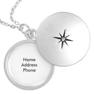 Round Silver Plated ID Locket Necklace