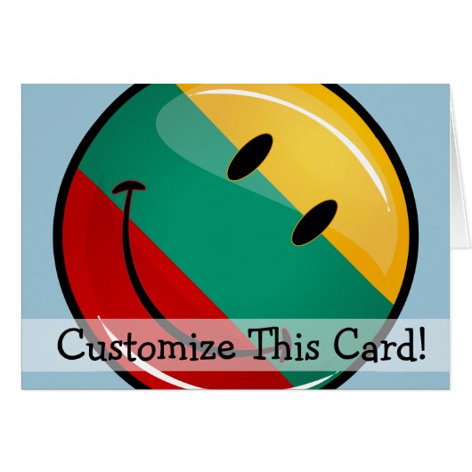 Round Smiling Lithuanian Flag Cards (Front Horizontal)