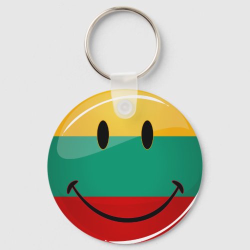 Round Smiling Lithuanian Flag Keychain