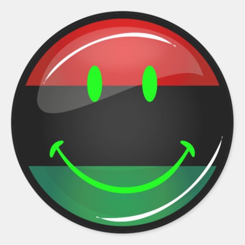 Round Smiling Pan_African Flag Classic Round Sticker