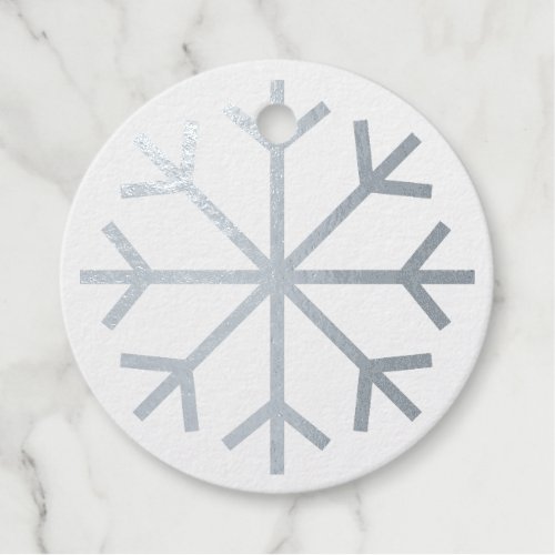 Round snowflake icon custom silver Foil Favor Tags