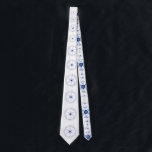 Round snowflake neck tie<br><div class="desc">Blue and white winter design that works all winter long! Created from an antique photo of a single snowflake crystal and updated for a festive look and feel.</div>