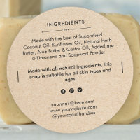 Round Soap Bar Ingredients Product Label Sticker