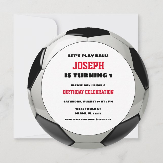 Round Soccer Ball Birthday Invitation (Back)