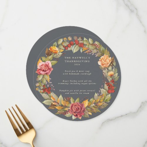 RoundSquare Autumnal Wreath Thanksgiving Dinner Menu