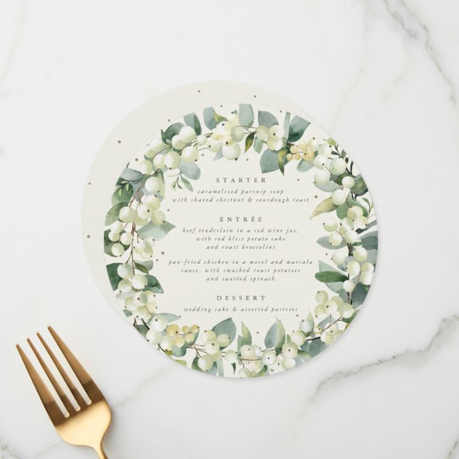 Round/Square Cream 3 Course Winter Wedding Menu (Front/Back In Situ)