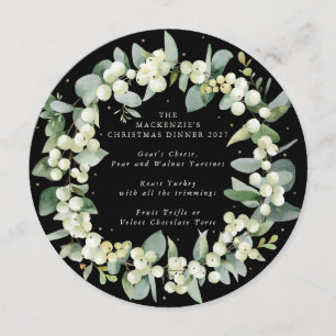 Round/Square Snowberry Wreath Christmas Dinner Menu