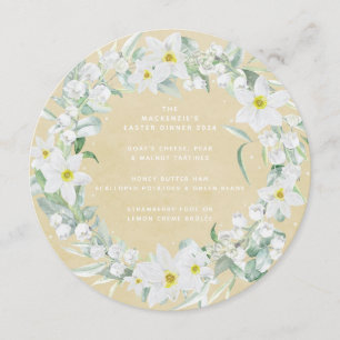 Round/Square White Spring Flowers Easter Wreath Menu
