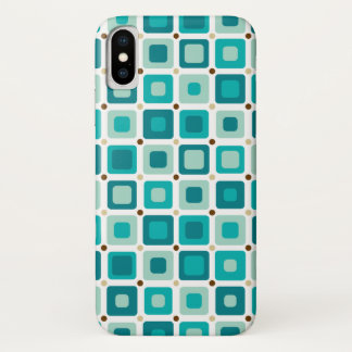 Round Squares Pattern Blue iPhone X Case