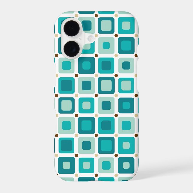 Round Squares Pattern Blue Iphone Case (Back)