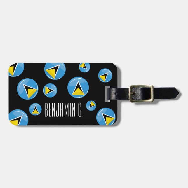 Round St. Lucia Flag Luggage Tag (Front Horizontal)