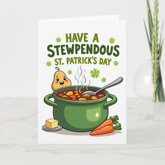 Round Stew St Patricks Day Card (Front)