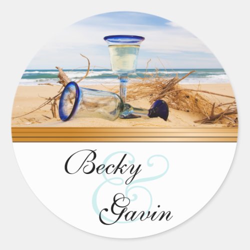 Round Sticker Beach Wedding