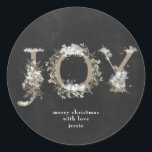 Round Sticker Christmas JOY Chalk Holiday Florals<br><div class="desc">This is a beautiful watercolor painted holiday round sticker for christmas gifting and decoration. JOY is written  in kraft flowers and Painted in beautiful soft colors on chalkboard background. Festive and beautiful! holidayz18</div>