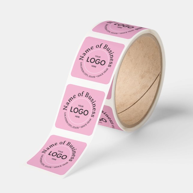 Round Sticker Custom PINK Commercial Logo Mark (Roll)