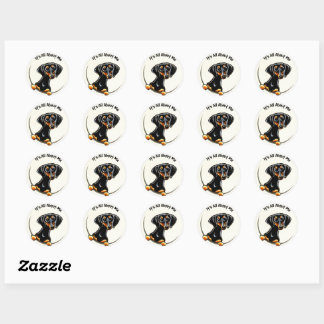 Round sticker Daschund black