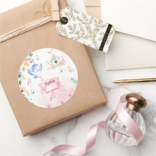 round sticker first birthday party butterfly garde